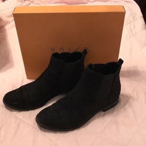 Black suede booties